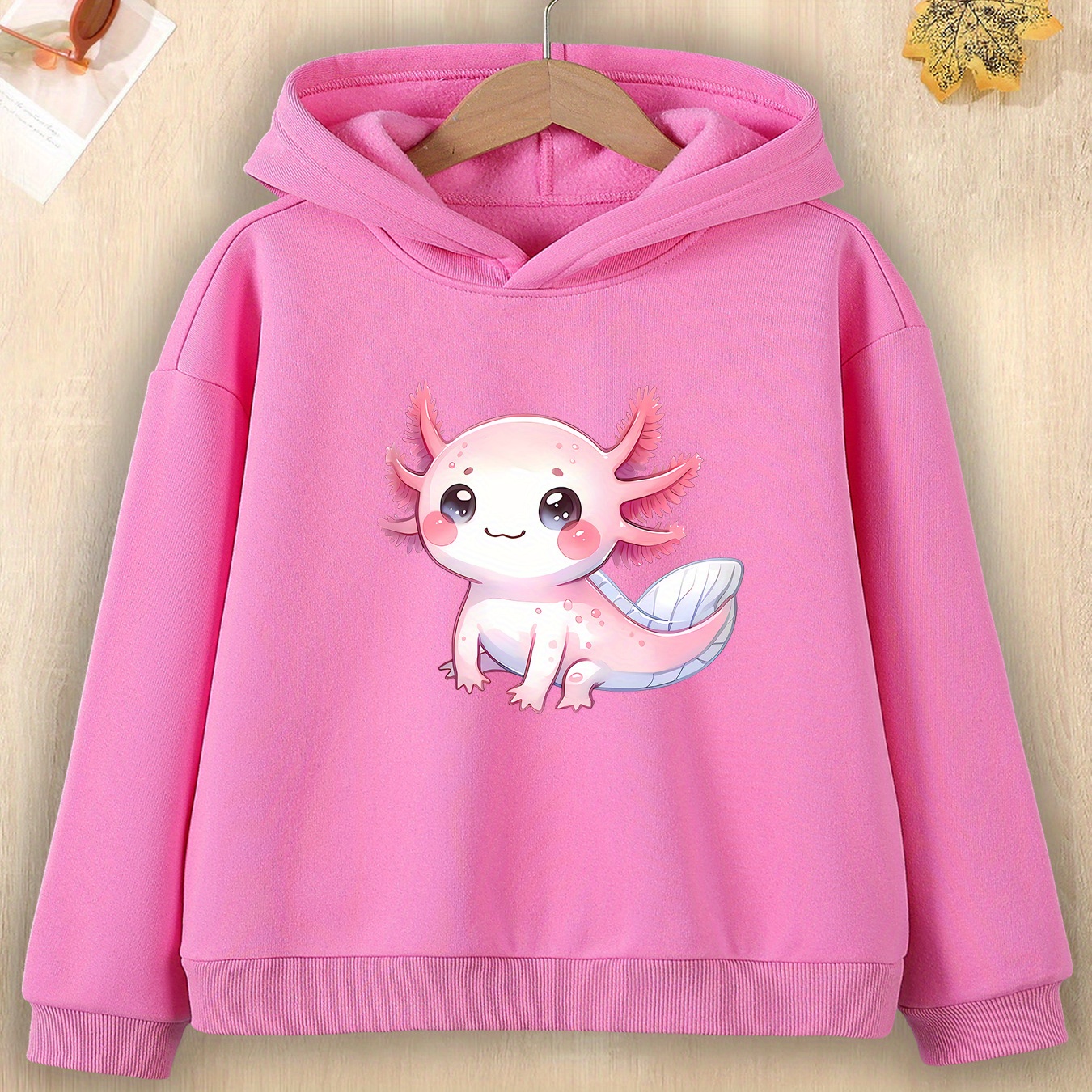 

Sweat à Capuche Imprimé Axolotl - Pull Décontracté pour Automne/Hiver, Cadeau pour , Lavable en Machine