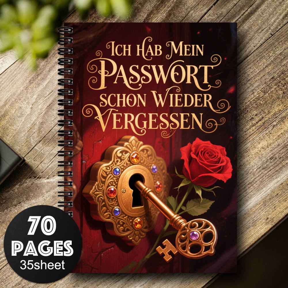 E-shop Deutschsprachiges Spiral-Passwortnotizbuch, Goldenes Schlüsseldesign, Passwortprotokoll für Internet-Website-Adressen, Sauberes