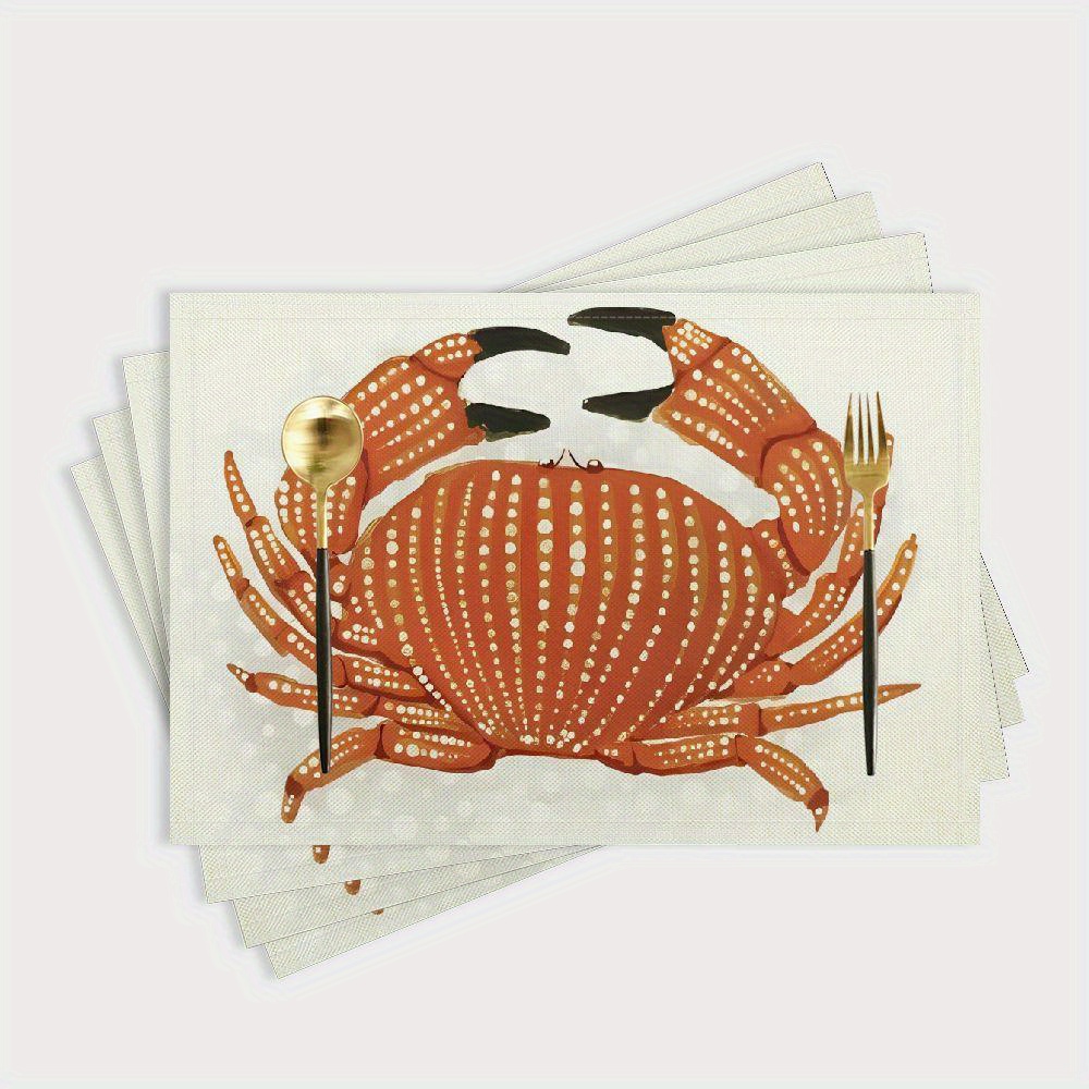 TEMU 4pcs Linen Non-slip Placemats Set, Heat Resistant Placemats - 45.72cm X 30.48cm Placemats With Talbe Mats For Dining Table Kitchen- Home Decor