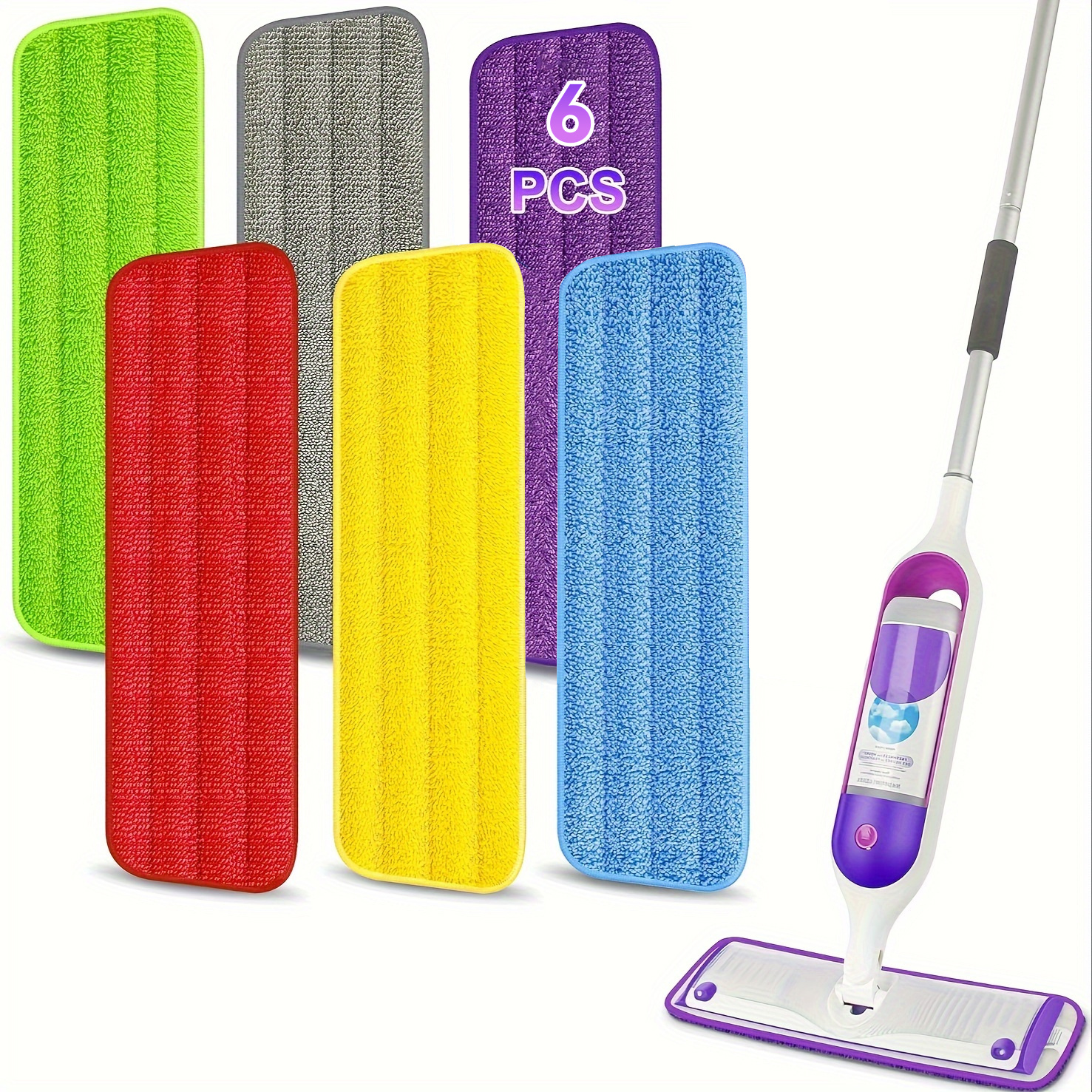 

Ldq 6pcs Reusable Microfiber Mop Pads - Washable & Polyester Refills For Power Mops, Ideal For Hardwood Floors, Microfiber Mop Pads