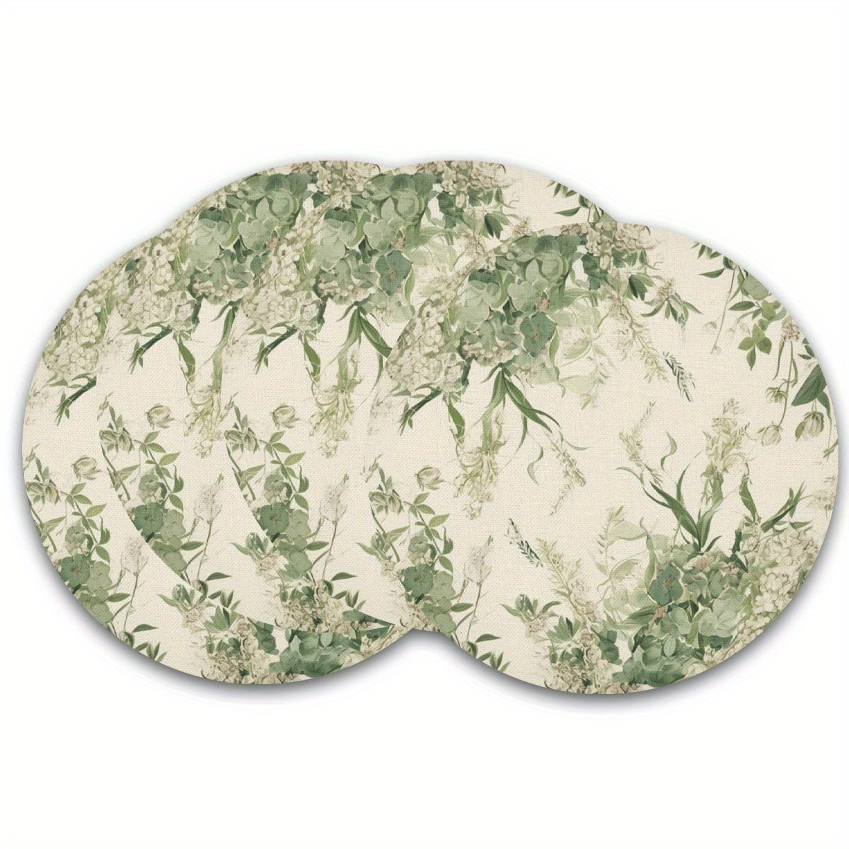 

4pcs Sets de Table Ronds de 15 Pouces, Napperons à Motif Floral Vert, Tapis de Table en Lin Lavables à , Napperons Isolants pour Assiettes de Dîner, Décoration de Table pour Fêtes et Maison