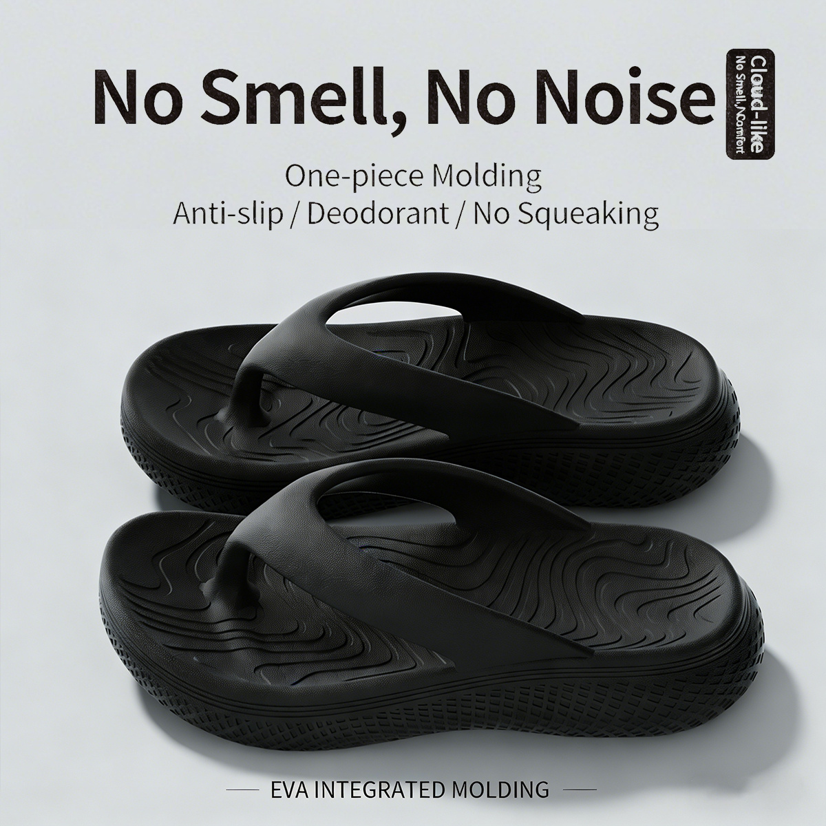 Image of Women's Men' Flip Flops, No Smell No Noise Eva Thong Sandals, One-piece Molding Non-slip Deodorant Shower Slippers, Women Shoes