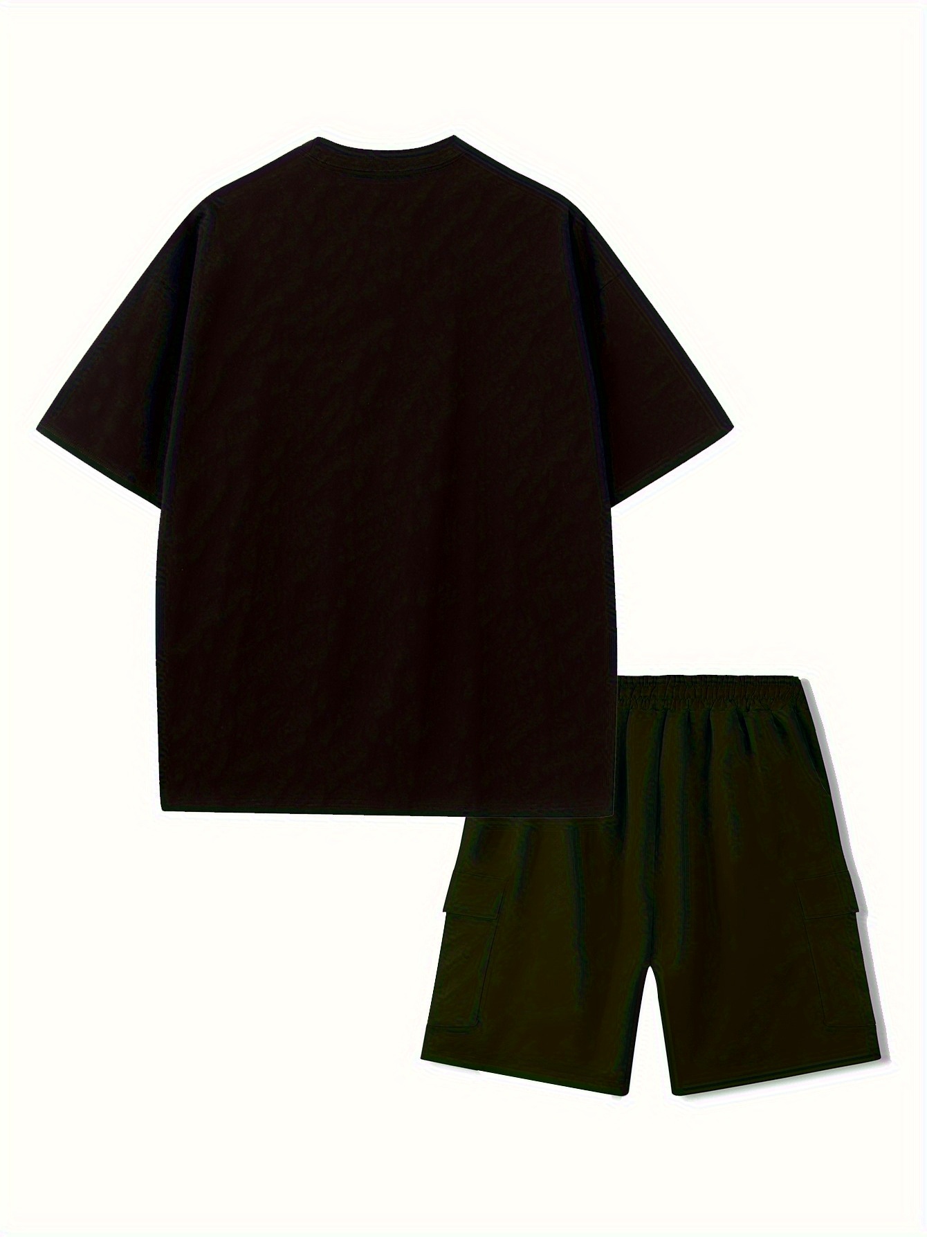 2pcs Set of Men's Comfortable Pure Cotton Round Neck T-shirt and Casual Work Shorts, Lightweight Summer Clothing