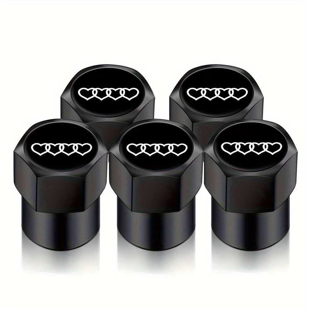 Image of 5pcs/set Diy Universal Car Wheel Tire Air Valve Caps Stem Covers, Auto Bike Bicycle Truck Sticker 4 Heart Shaped Car Styling Decorative Accessories Gift