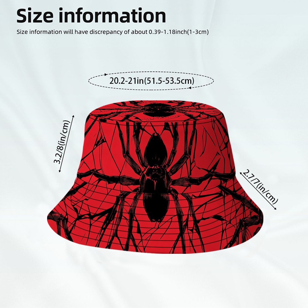 TEMU 1pc Men' Spider Print Bucket Hat - Funky Flat Fisherman With Suitable For Vacation, Picnic, Urban Style & Daily Wear | Comfortable For Events,