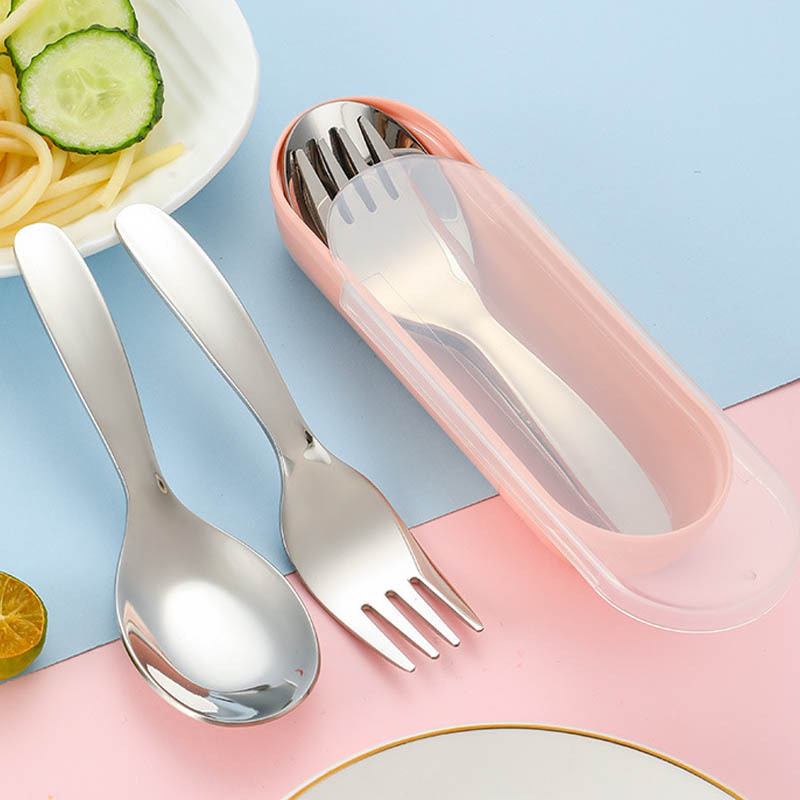 portable cutlery set with storage box fruit fork cake spoons stainless steel   kit for travel camping kitchen tableware Product details 3