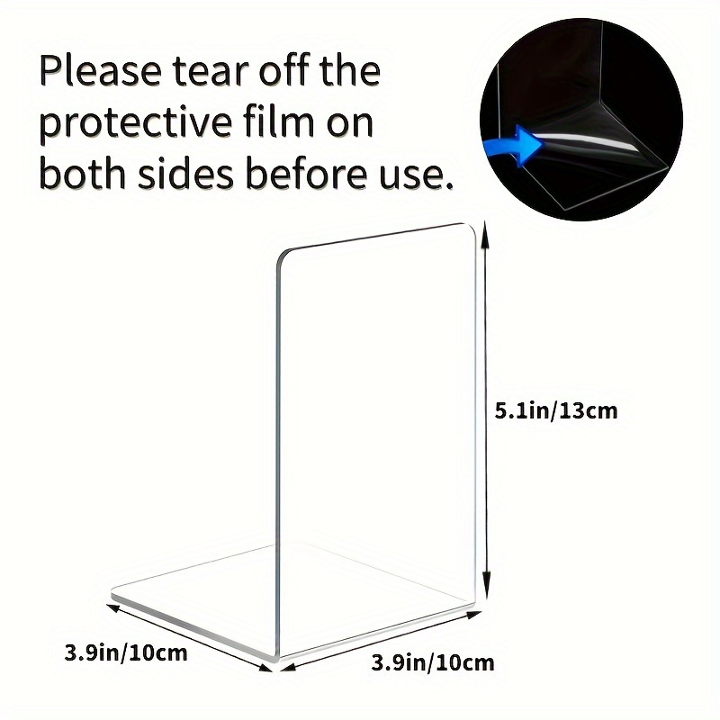 4/6 stk. gjennomsiktig akryl bokstativ, skrivebordsakryllagring for bøker, transparent bokhylle egnet til kontor, hjem og butikk 4
