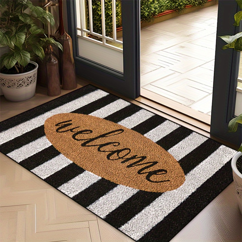 TEMU 1pc Of A Welcome Mat Featuring A Non-slip Design, With Golden Highlights, And Machine Washable. Perfect For Areas Such As The Entryway, Living