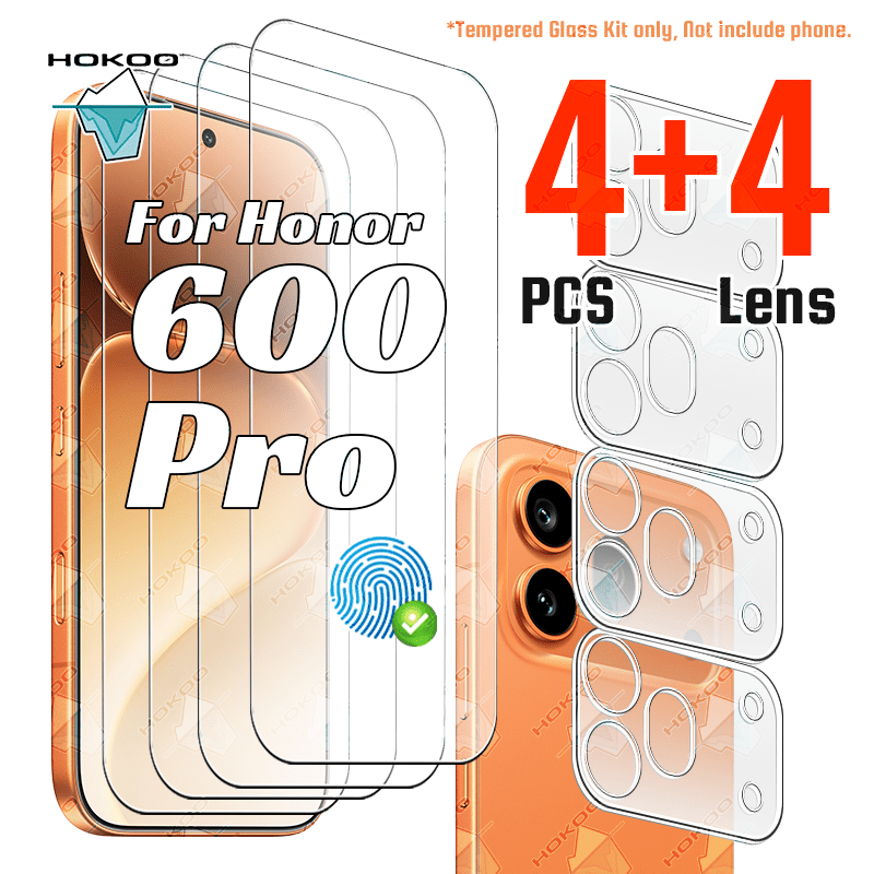 TEMU Anti-shatter&scratches 600 Pro Screen Protector [4+4] 4pcs Uhd Tempered Glass Film + Hd Camera Lens Protector [support Ultrasonic
