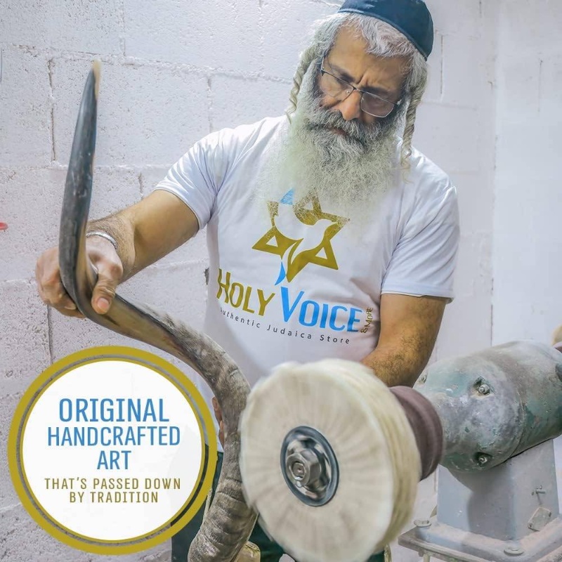 Kosher Kudu Shofar Horn from u2013 Traditional Half - Polished Yemenite Shofar Includes Carrying Bag, Brush and Blowing Guide - Easy Blowing Ancient Musical Instrument 2428, Spiritual Instrument, Religious Ceremony, Handcrafted Design, Artisan Made, Durable Construction, Rituals And Ceremonies