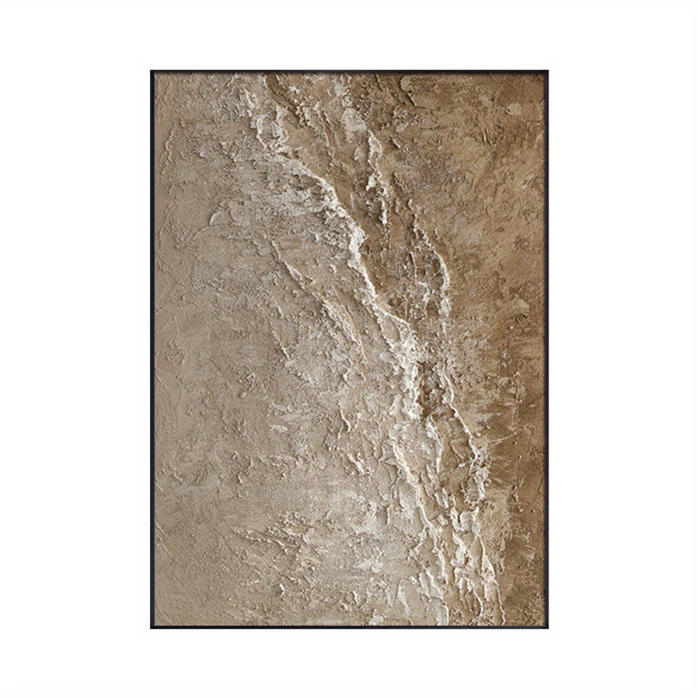 Hand-Painted Modern Minimalist Abstract Oil Painting - Golden & Beige Neutral Wall Art, Designer Style Textured Brushstroke suitable for Living Room, Bedroom, Office - Elegant Wabi-Sabi, Hand-Painted Oil Painting for Modern Interiors