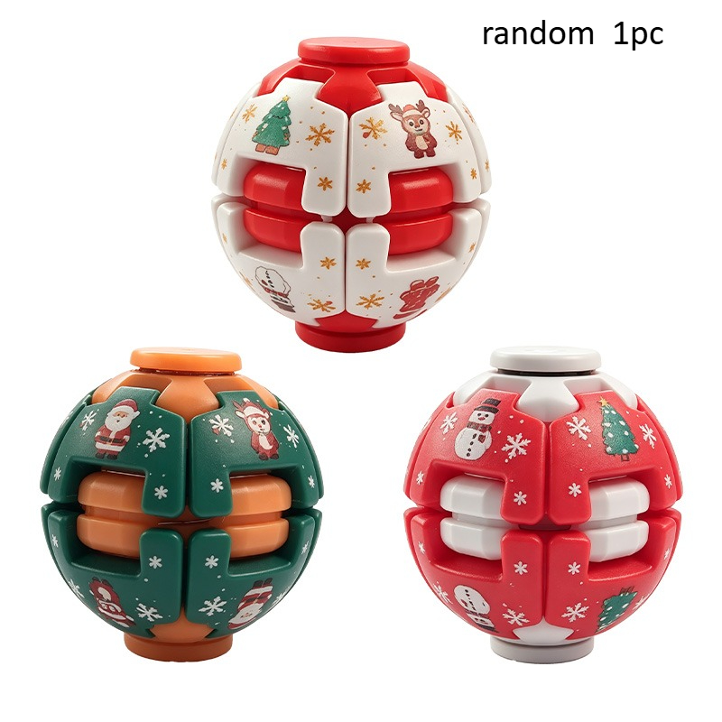 TEMU Christmas Themed Transformable Gyro Spinner Ball, Bead Fidget Puzzle Toy, Kawaii Sensory Toy, Christmas Party Favor, Random Color