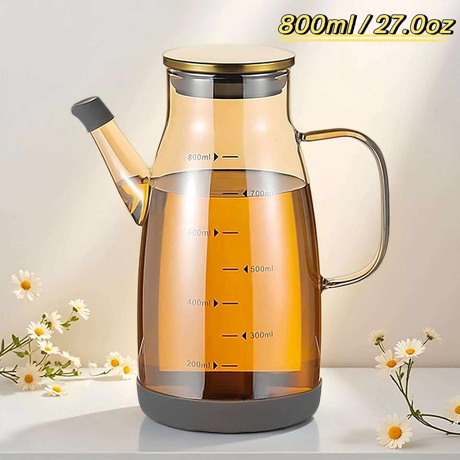 TEMU Large/medium/small Glass Oil Dispenser Set - Leakproof & Non-drip Spout With Precise Measurement , Resistant (heat-resistant Glass) Reusable