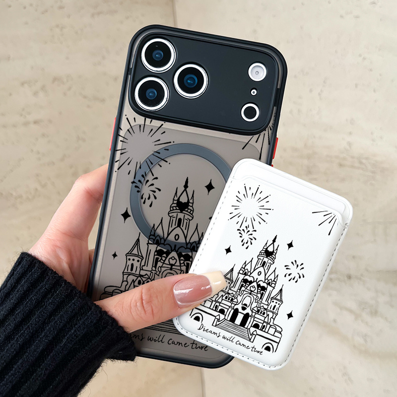 TEMU Phone Case: 2pcs In 1 Set 2026 Earthquake-proof All-inclusive Suitable For Iphone 17 Pro Castle Pattern Magnetic Phone Case & Fashion Magnetic