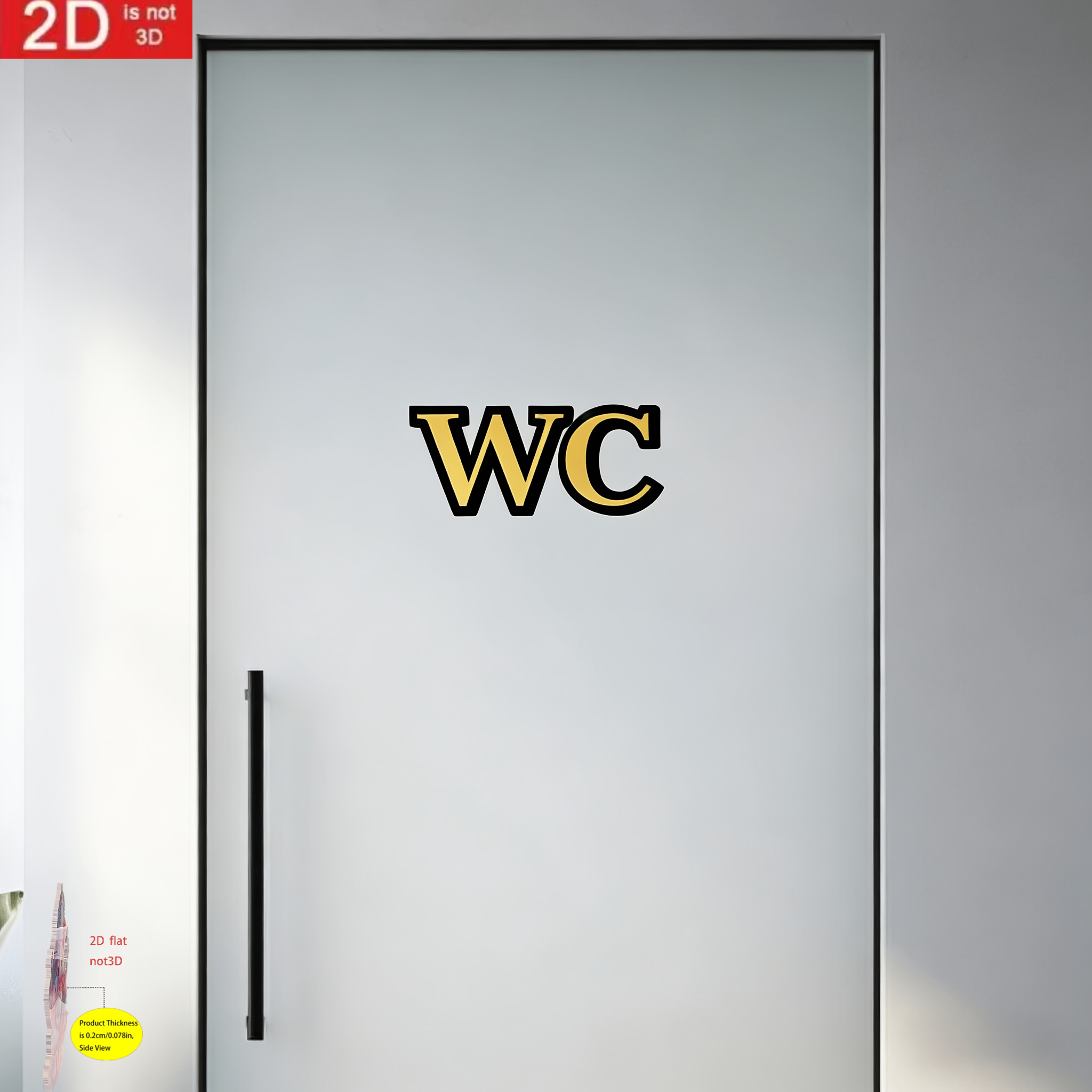 TEMU 2d Flat Acrylic Split-type Golden Luxurious Wc Toilet Door Sign, Wc Decorative Ornament, Suitable For Doors Of Colors In Household, Used For