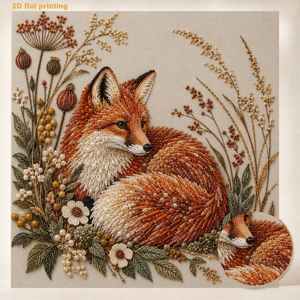 TEMU Kit de peinture d'art perle, ensemble d'art de peinture de perle fait main, thème de renard, incrustation de brillantes, peinture décorative,