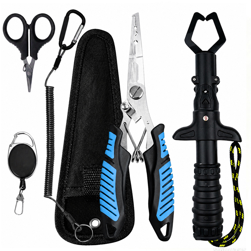 TEMU 6pcs Fishing Tools, Including Open-loop Hook Remover, Corrosion-resistant Fishing Needle-nose Pliers, Bait Bag, Fish Lip Gripper, Fishing