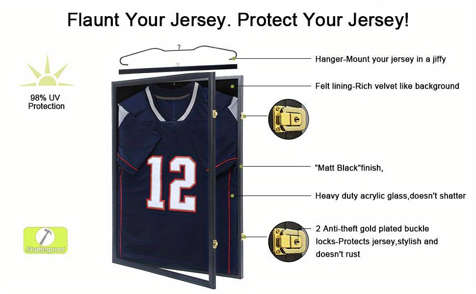 jersey display frame case large lockable frames shadow box Temu