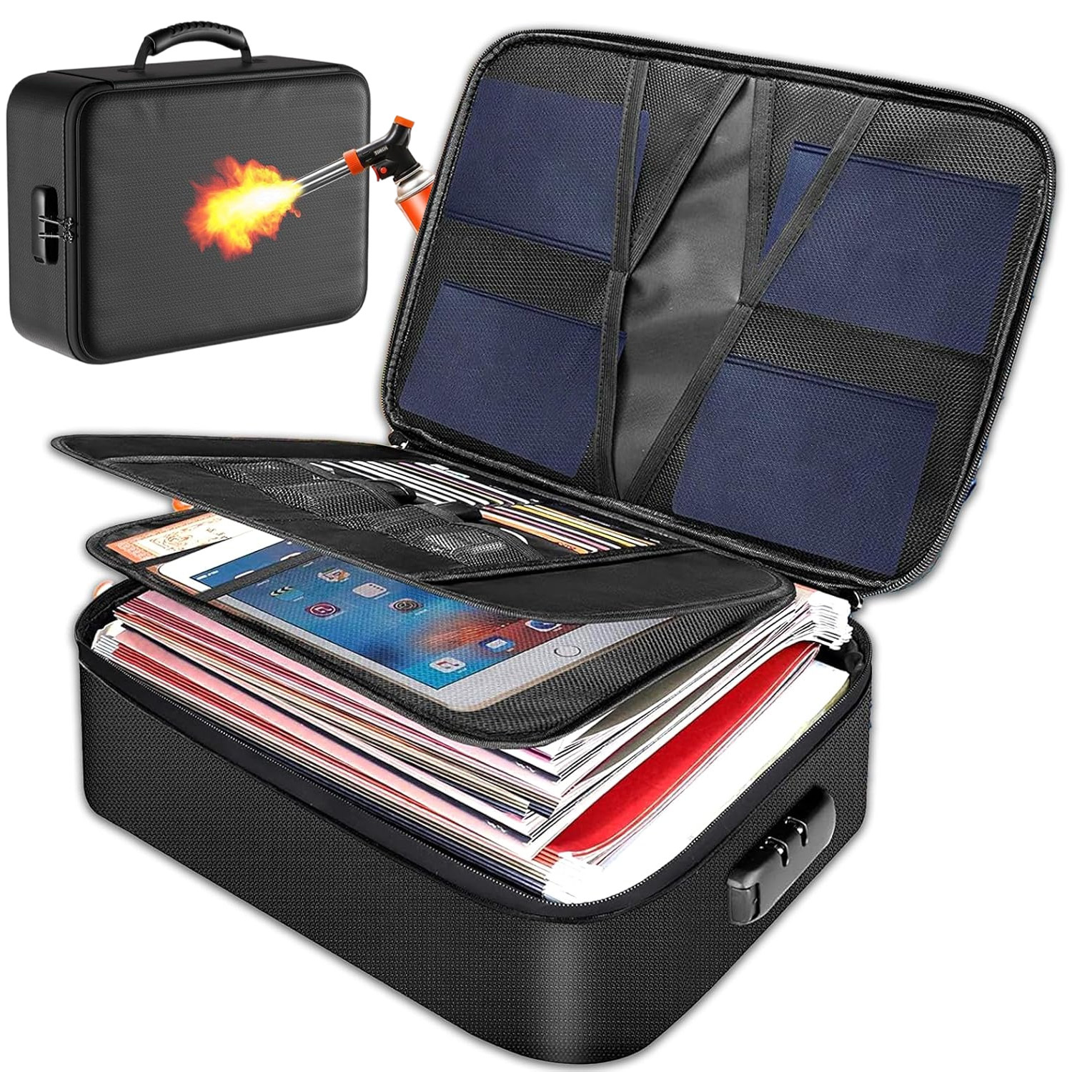 Zippered Lockable Document Storage Case, Portable Travel And Home Organizer Bag For Files, Laptop And Certificates