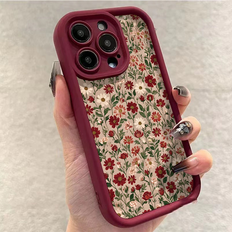 

Retro Floral Pattern Phone Case For Iphone 16promax 16pro 11promax 15 14plus 16 Xsmax 15pro Xr 15promax 14 13pro 12promax Tpu Anti-fall Protection Soft Case