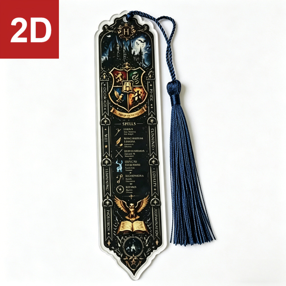 TEMU 2d Flat Officially Licensed Product - Harry Potter All 4 Houses Acrylic Tassel Bookmark, Full Collection Of House And Spells, Fan Collectible