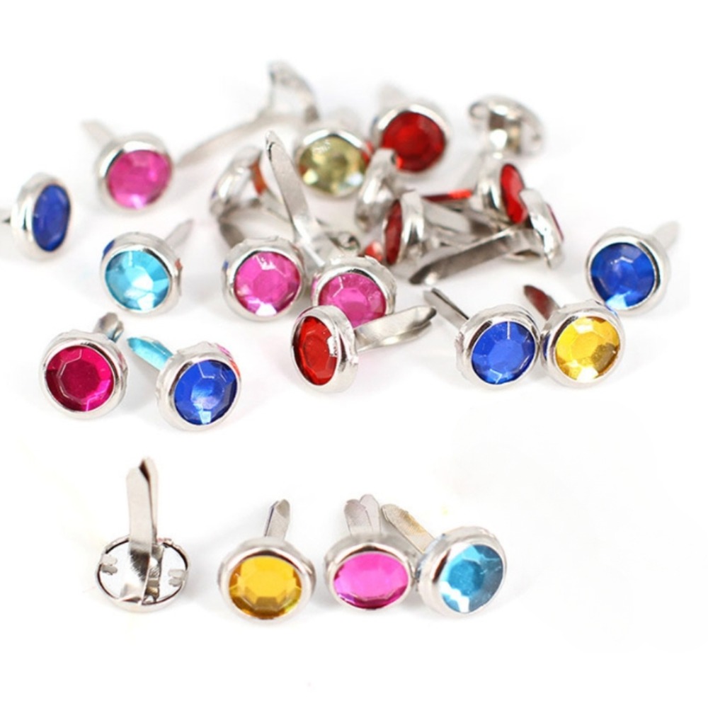 Image of 50pcs/1set Round Rhinestone Pushpins - For Diy Crafts, Scrapbooks, Greeting Cards, Photo Albums, Etc