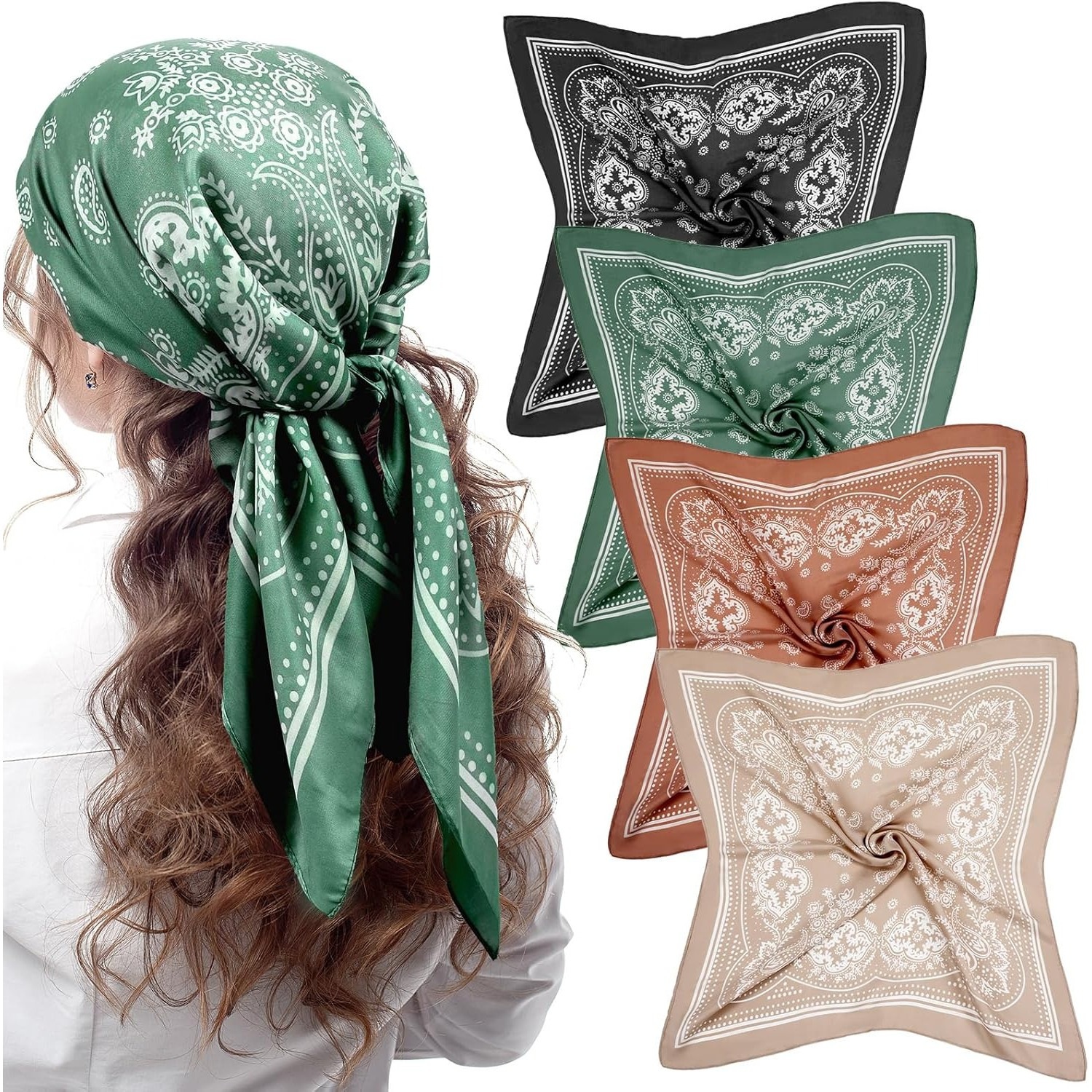 boho brown color lace headscarf classic paisley flower embroidered