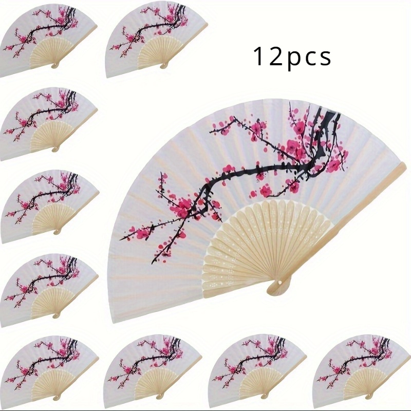 Ventaglio Carta 38 Cm LEFTSTARER 12 Pezzi Delicati Fiori Di Ciliegio Pieghevoli A Mano Fan Giapponesi Decorazioni Cinesi Fan Di Carta Per Feste, Balli, Matrimoni Ventaglio In Seta Di Bambù