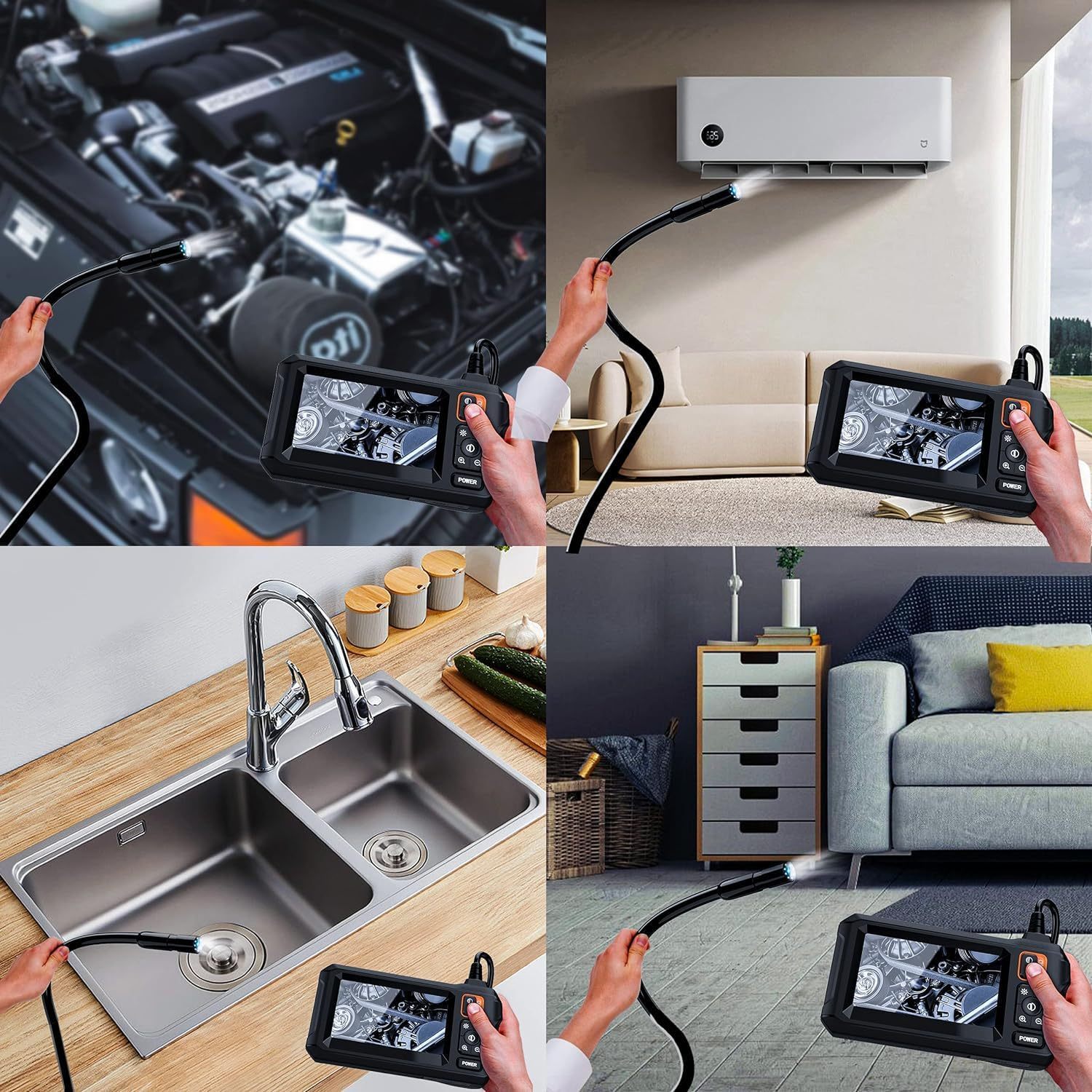 Endoscope Camera with Light 4.3 "IPS Screen, 1080P High Definition, 8 LED Lights, 3.3ft, 16.4-foot Semi-rigid Wire Endoscope, IP"67" Sewer Endoscope (accessories Can Be Purchased Separately, Buy Endoscope And Get Accessories for Free), Men's Tools 6 Endoscope Camera with Light 4.3 "IPS Screen, 1080P High Definition, 8 LED Lights, 3.3ft, 16.4-foot Semi-rigid Wire Endoscope, IP"67" Sewer Endoscope (accessories Can Be Purchased Separately, Buy Endoscope And Get Accessories for Free), Men's Tools - Image 6