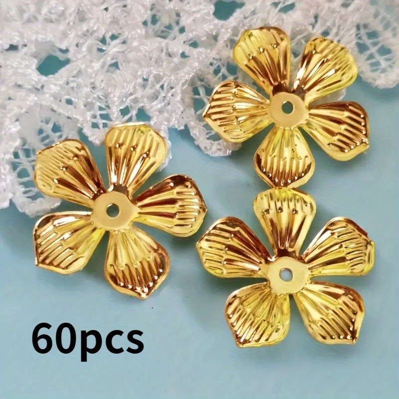E-shop 60 Stück Goldene Blumendeko-Accessoires, Fünfblättrige Blütenkern-Bastelzubehör, Ideal für DIY-Bastelarbeiten Handgemachte Produkte