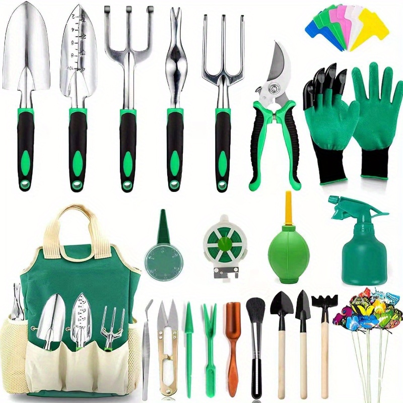 TEMU 23pcs Garden Tools Set Gifts, Succulent Tools Set Large Heavy Duty Gardening Hand Tools With Tool Bag, Gloves Sprayer Etc. Gardening Gifts For