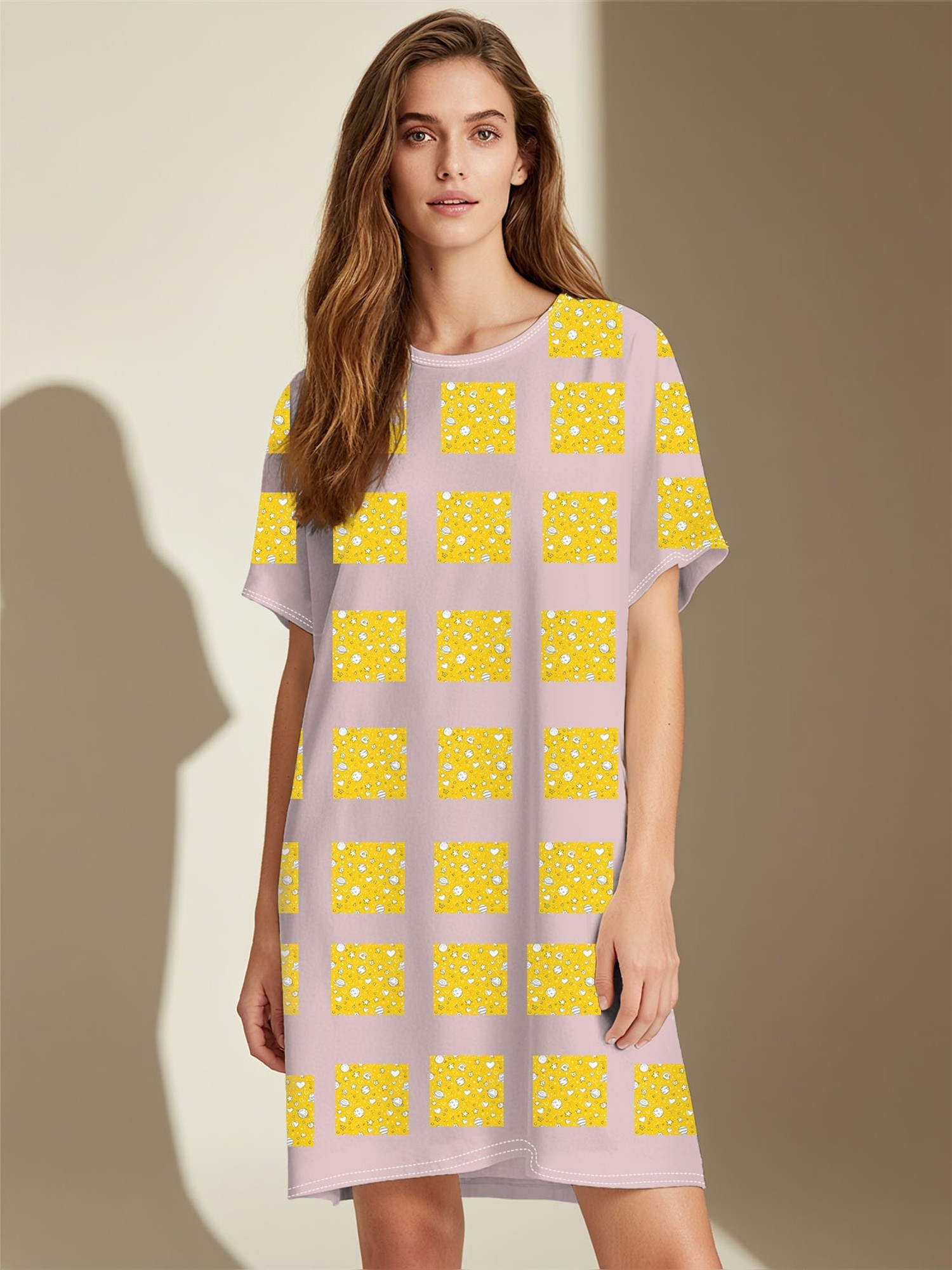 knee length dresses for ladies Magenta Cotton Night dress