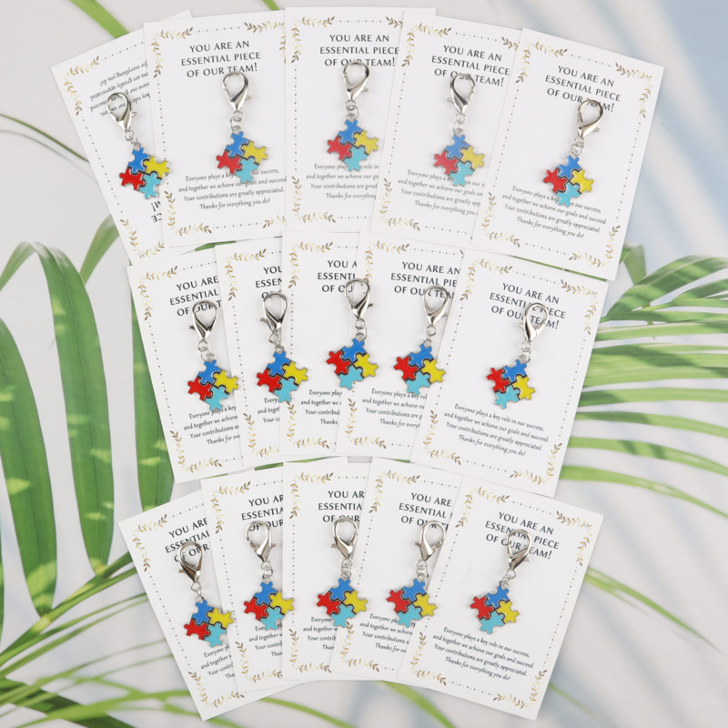 TEMU 2d Flat, Gift For Her/him 10/15pcs 2d Fun Puzzle Series Keychain Set, Comes With A Card Stating You Are An Indispensable Of . Encouragement Gift