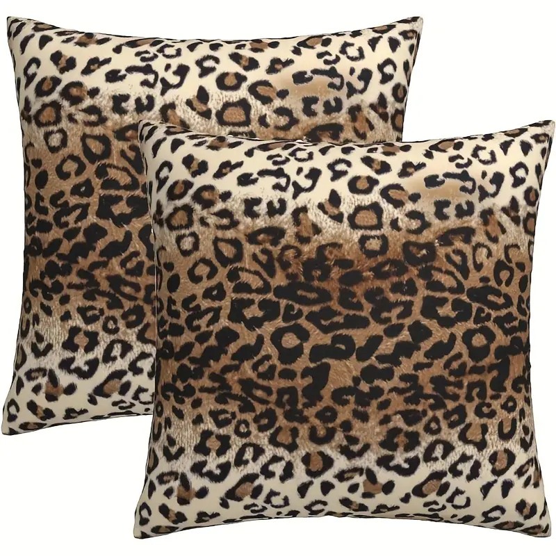 TEMU 2d Flat - 2pcs Luxury Leopard Print Pillowcase, Wild Charm, , To The Home 2d Flat Printing - Pillow Insert Not Included, Decorative Pillowcase,