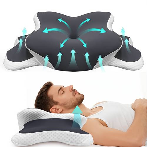 ergonomic curved pillow with zipper closure suitable for machine washable neck pillow for relaxation ideal for back and side sleepers fits sleeping perfect gift for elders and parents