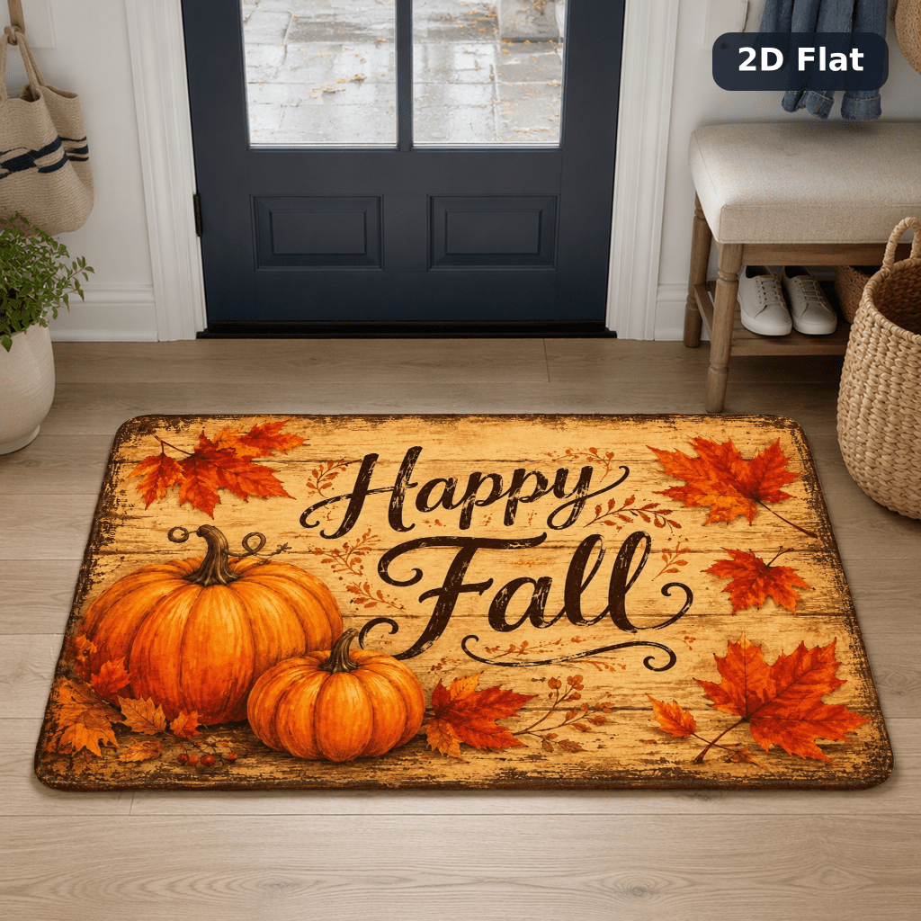 TEMU [2d Flat] Autumn Grain Background Pattern, Durable And Absorbent Flannel Floor Mat, Suitable For Welcome Mats/bathroom Mats/door Mats/holiday