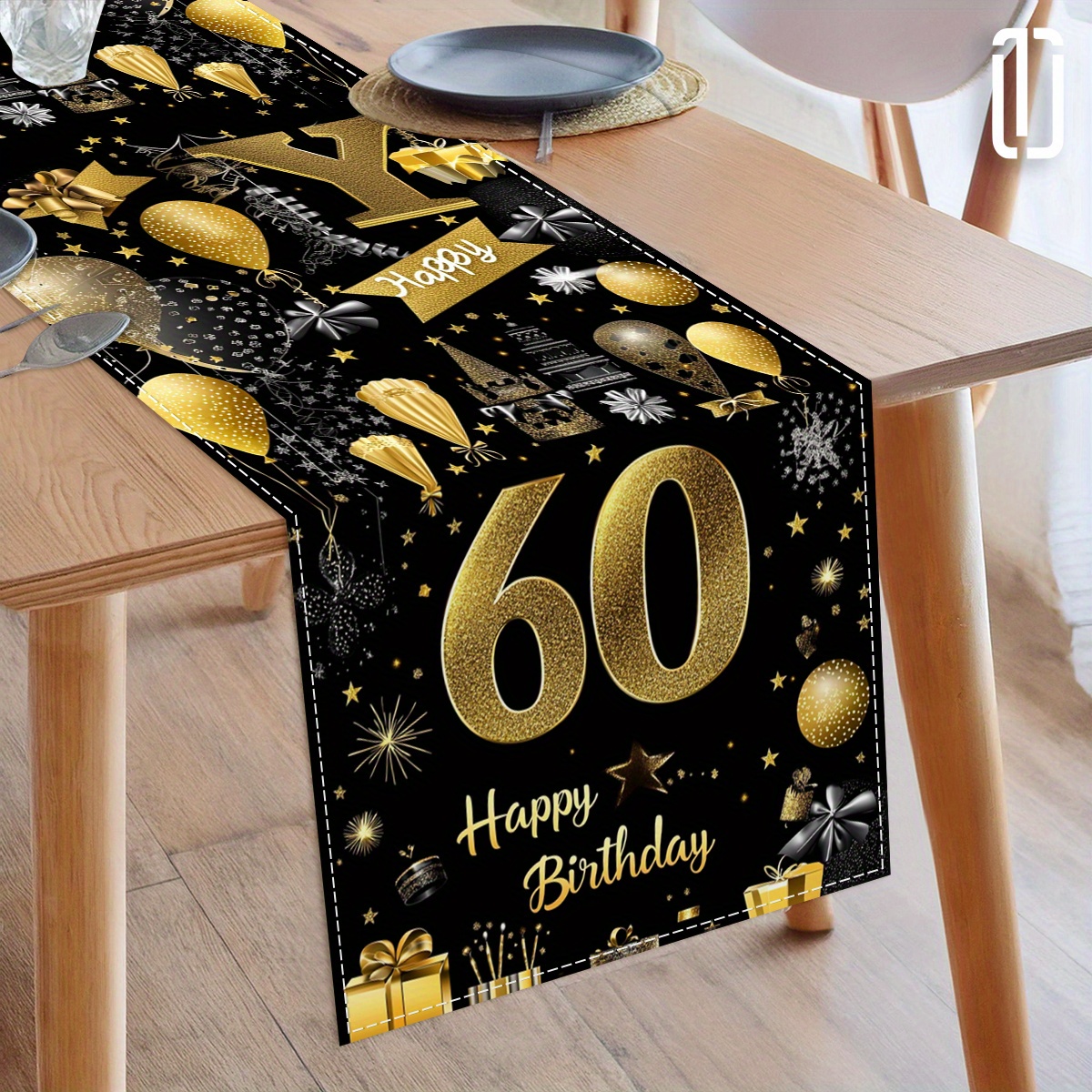 Tischdeko Zum 60. Geburtstag – 4 Holz-Aufsteller In Schwarz/Gold Mit Sprüchen Wie 'Happy 60th Birthday'