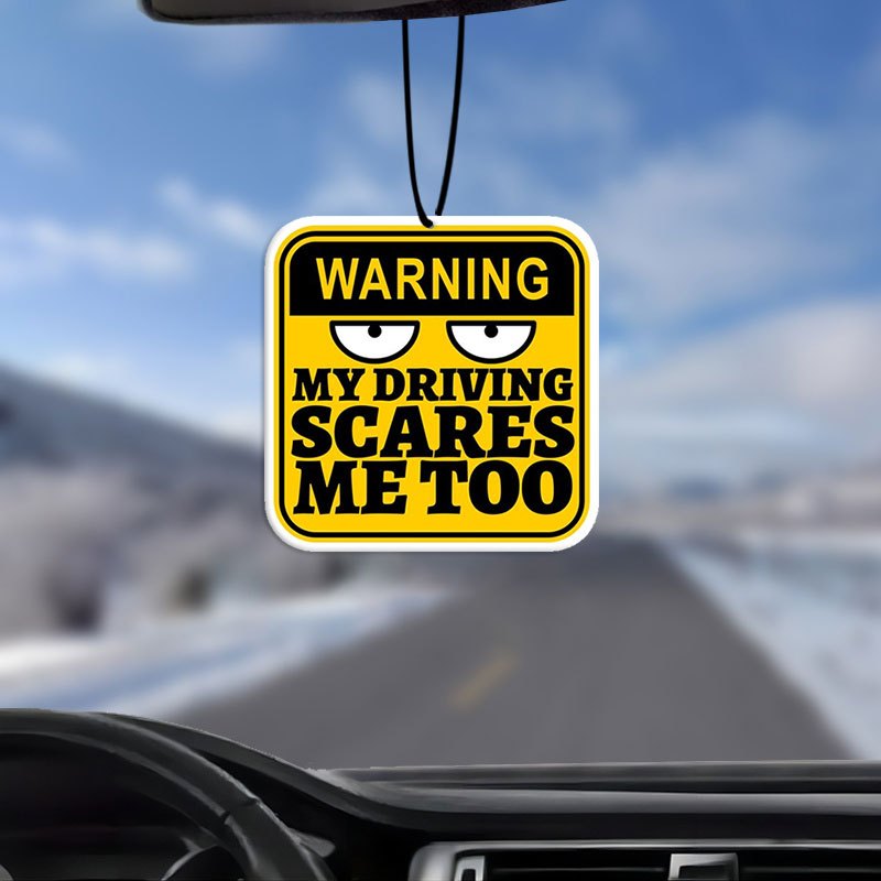 Warning! My Driving Scares Car Aromatherapy Tablet, Car Air Freshener, Car Fragrance, Car Rearview Mirror Decoration, Car Additions