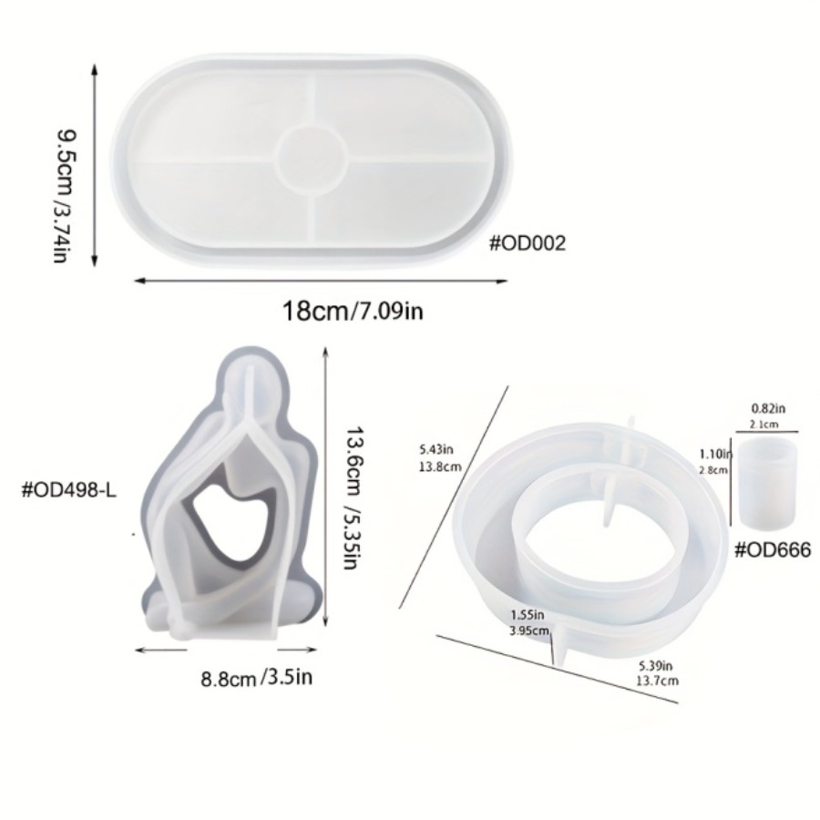 Image of 3pcs Arched Planter Silicone Molds Abstract Human Sculpture Silicone Molds Round Craft Gift With Test Tube Hydroponic Vase Making Gypsum Resin Casting Molds Home Decor