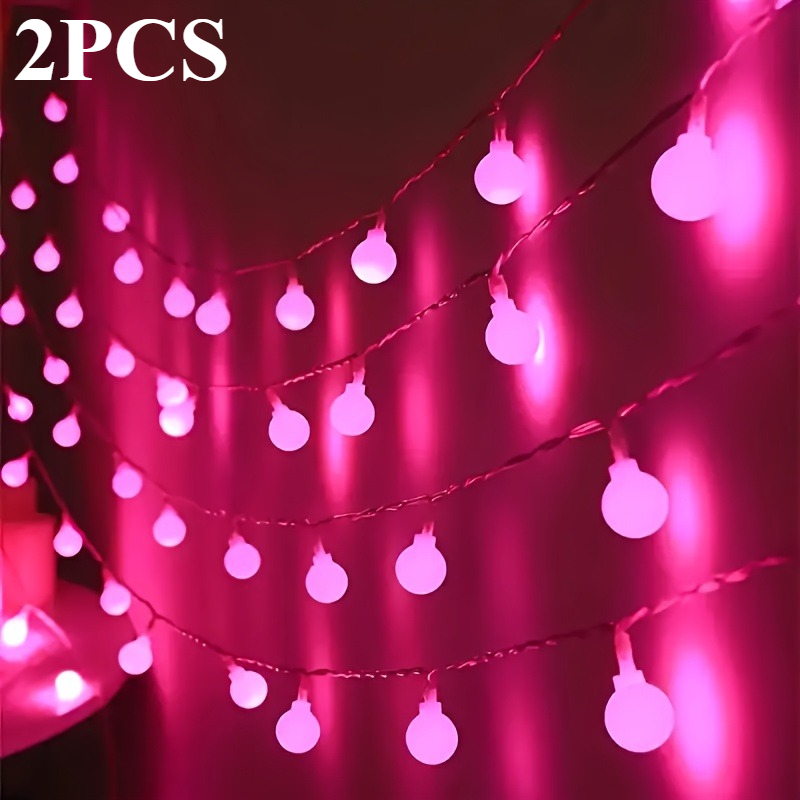 TEMU 2 pezzi, Totale 20 pezzi Luci LED, Catene Luminose Smerigliate, Catene Luminose a Sfera , Catene Luminose a Sfera LED Fatate, Striscia Luminosa