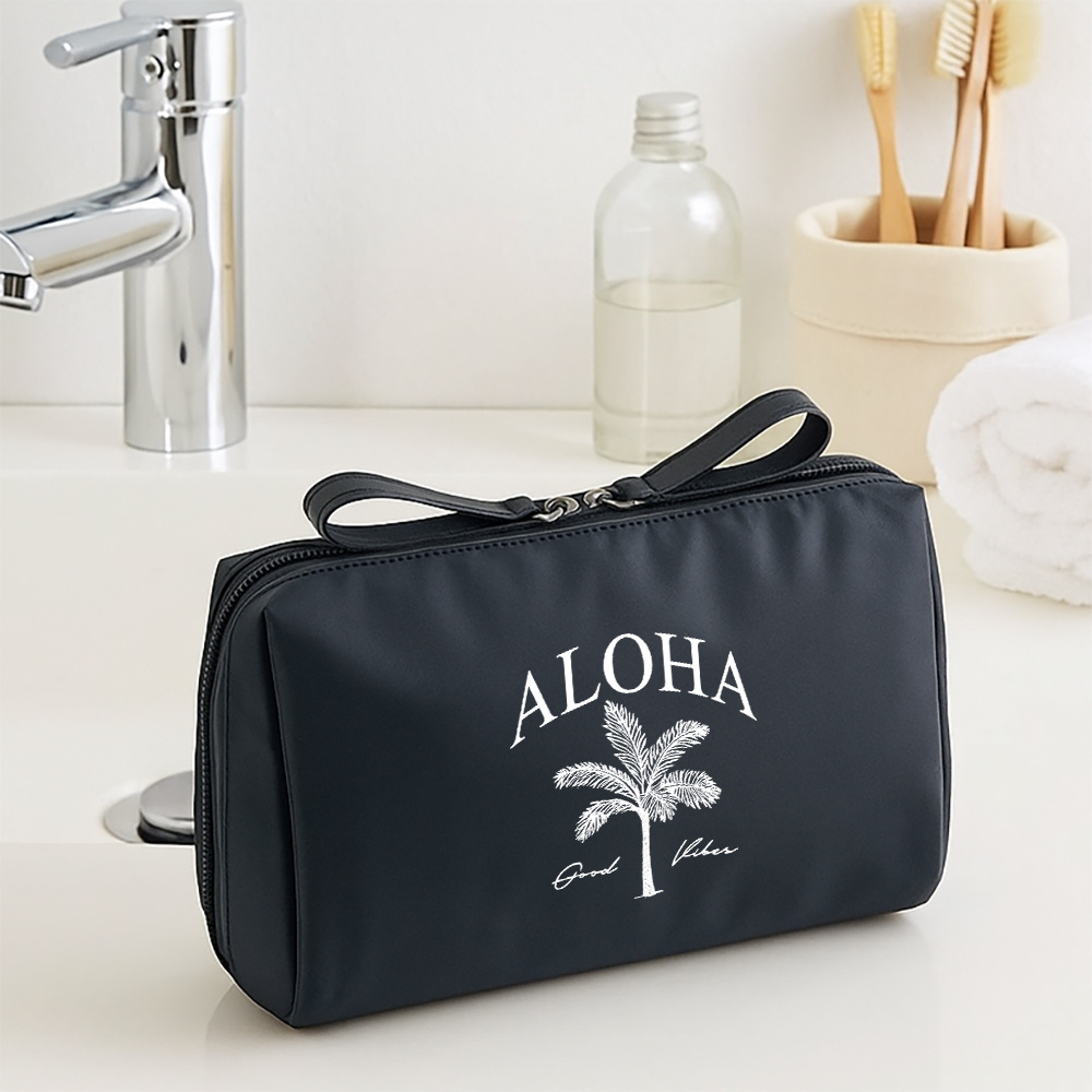 TEMU 【商品名】アロハープリント カジュアル デザイン トイレタリーバッグ。夏のビーチや旅行に最適。女性向けの旅行の必需品。小さめのパッキングとポーチが付属し、整理に便利。女性の旅行に最適なアクセサリー。
