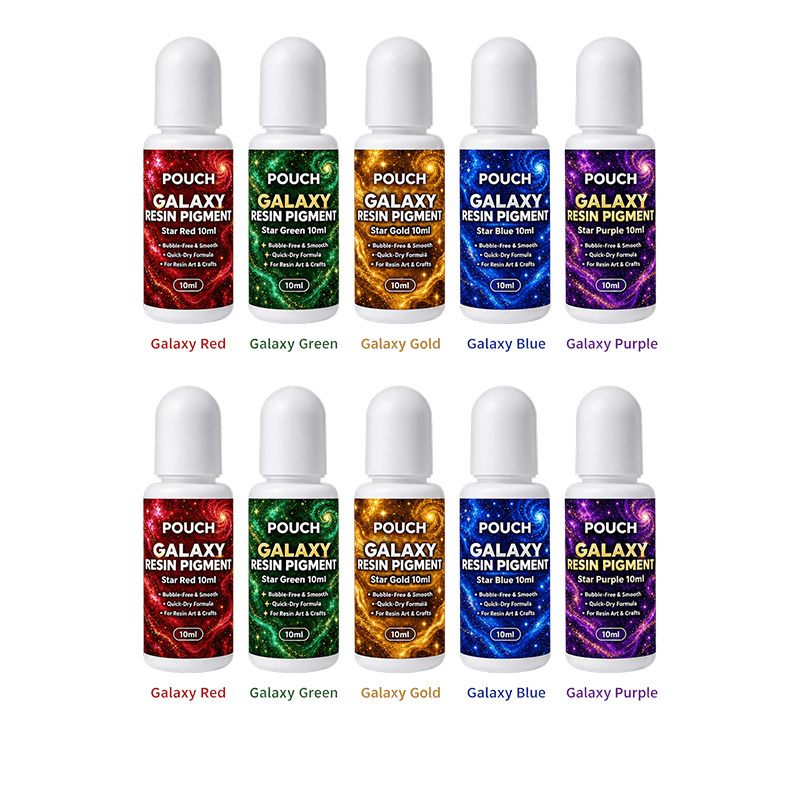 TEMU 10pcs Liquid Epoxy Resin Pigment Set, Shimmer Iridescent Dye, 5 Colors (purple, Red, Green, Blue, Golden), Ideal For Diy Craft Art Projects