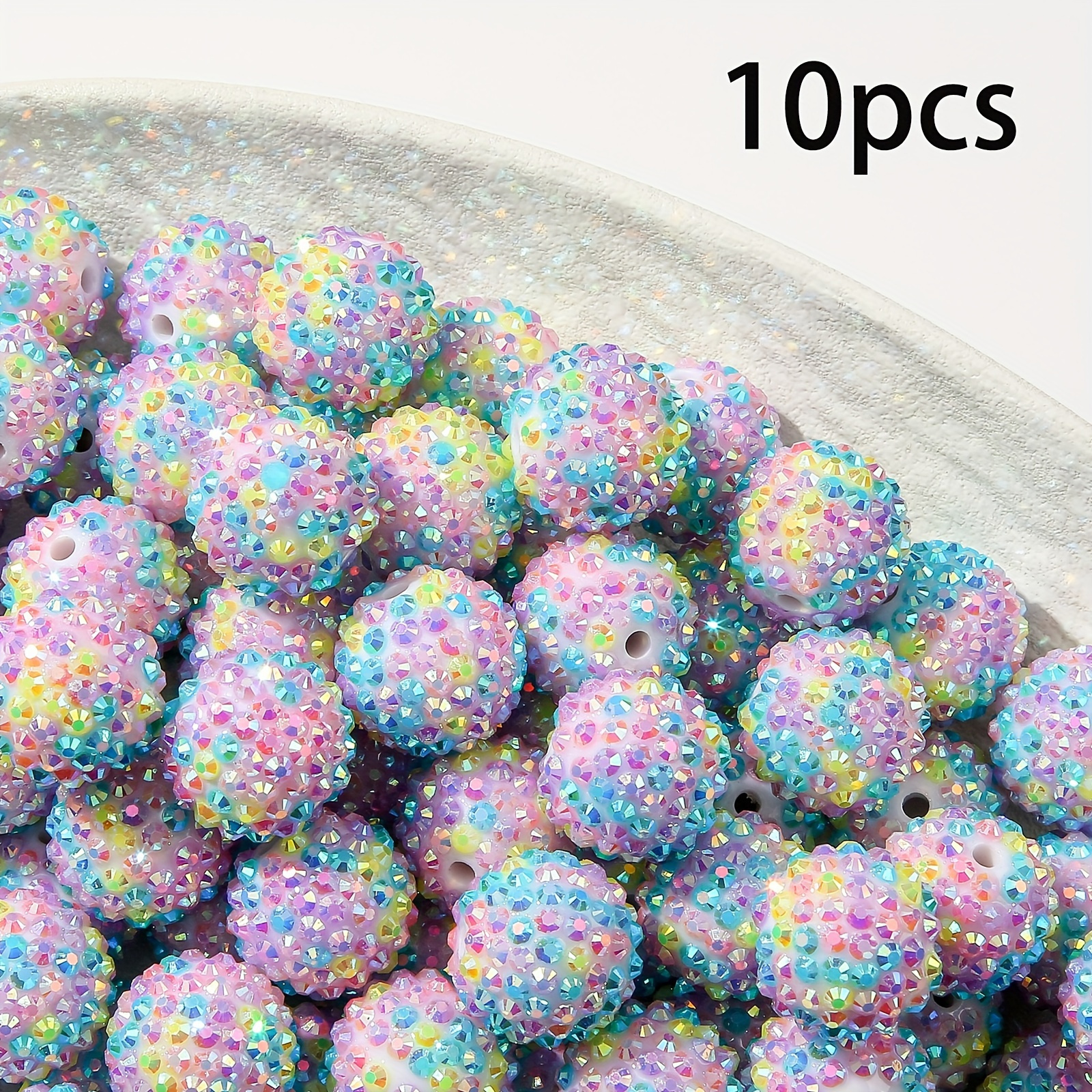 TEMU 10pcs 20mm Shiny Disco Ball-light Color Bubble Gum Beads, Making, Bracelet Necklace And Holiday Craft (halloween, Thanksgiving, Christmas),