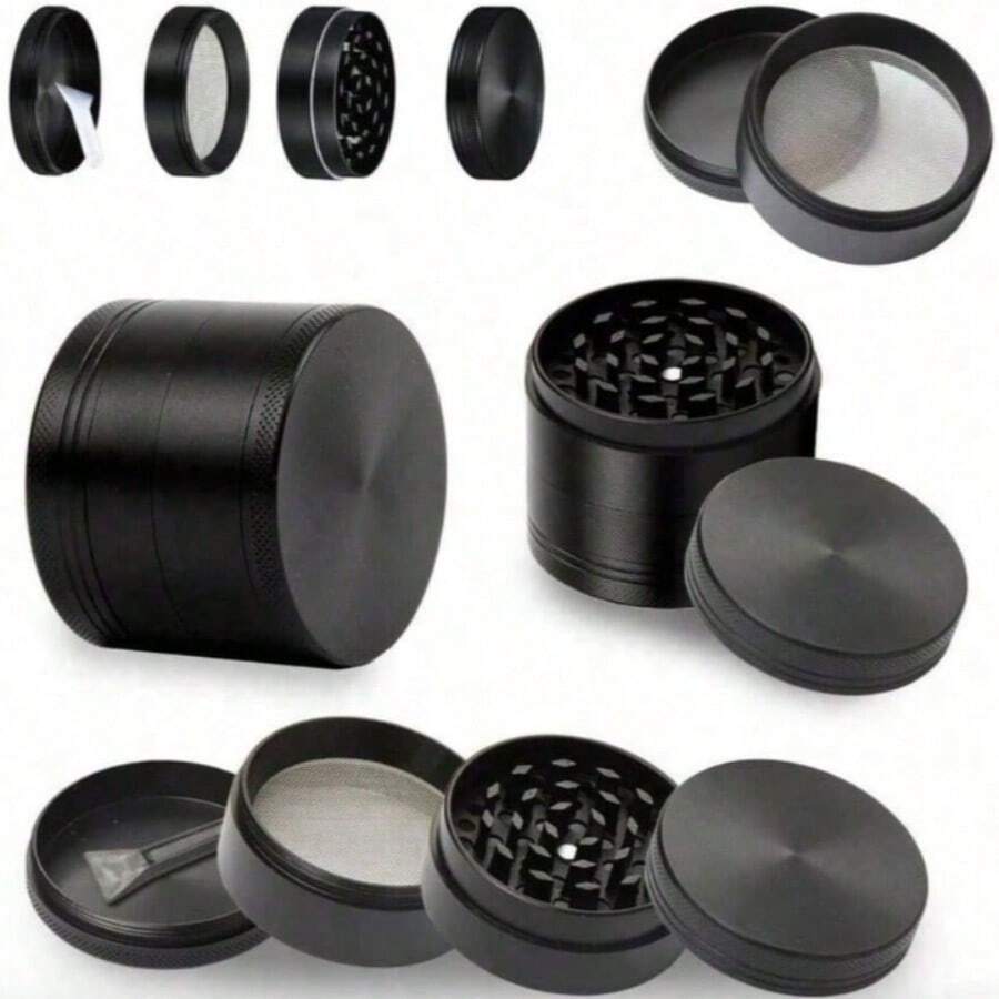 TEMU 1pc, Unisex, Black, 50mm Sharp Teeth Design, Stainless Steel, Fine Grinding, Easy Practical Style, Spice Grinder Kitchen Crusher For Home Use