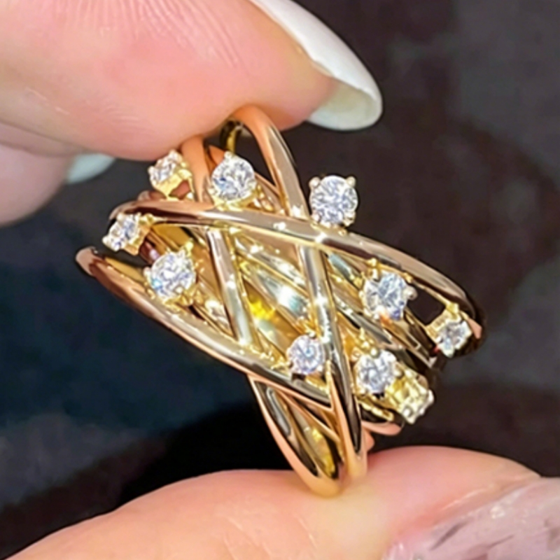 Unisex Multi-Layer Bling Synthetic Zirconia Band Ring