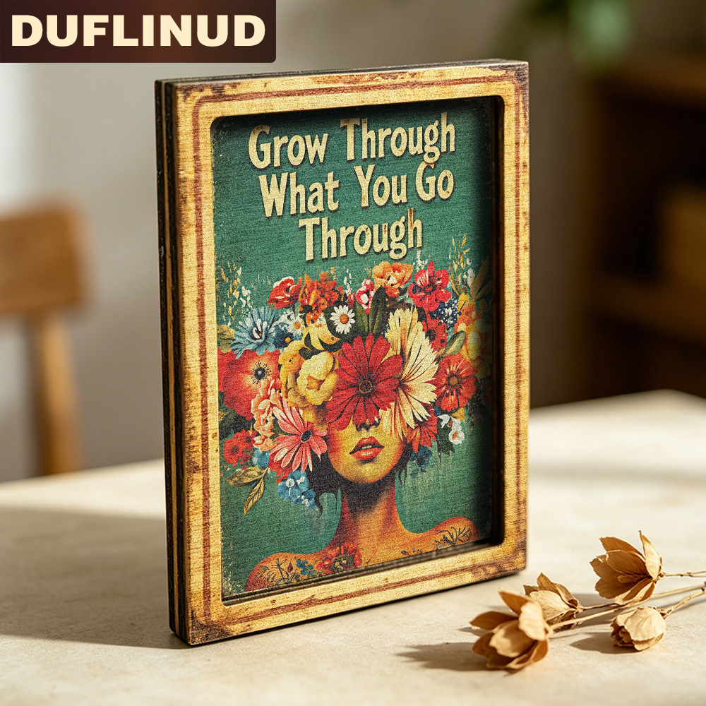 TEMU Aimant de réfrigérateur avec , mini plaque décorative avec floraux et féminins de style vintage, accompagnée de citations philosophiques sur ,