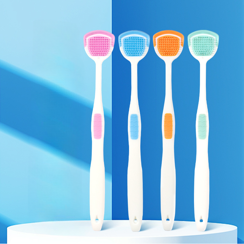 4-piece Set Of Adult Soft Tongue Scrapers And Tongue Brushes, Colors May Random