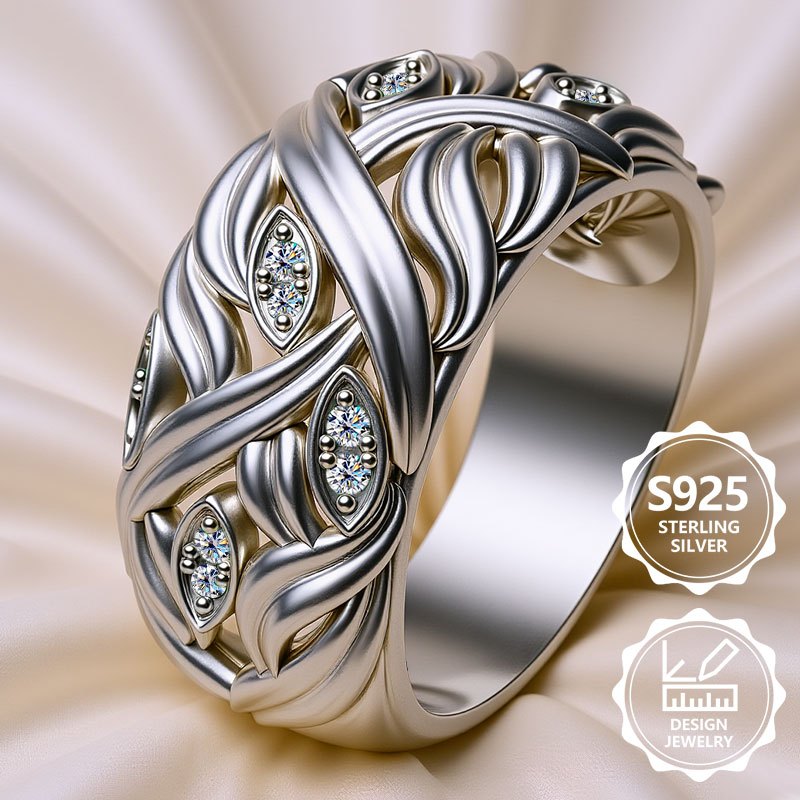 925 Sterling ' Fashionable Ring, Elegant And Fashionable, Set With Cubic Zirconia, A High-quality Ladies' Ring With , Suitable For Vacation Trips, Daily Wear, The Perfect Commemorative Gift For Fr