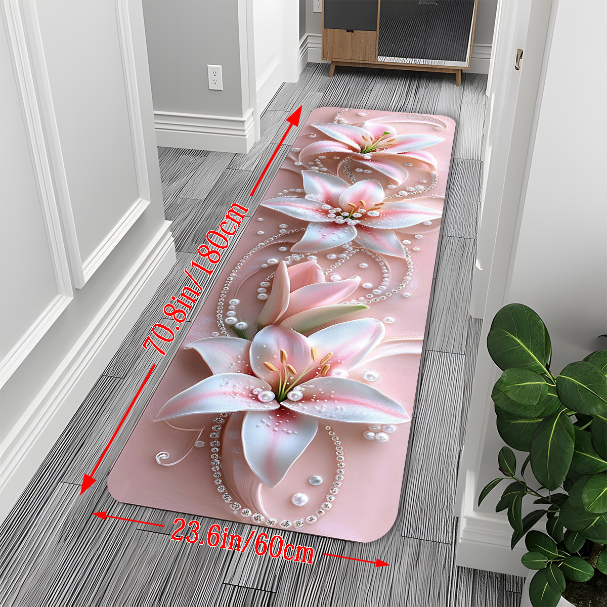TEMU [open ][1.0 Cm Thickness + Anti-slip Backing] - 1pc Runner Carpet For Valentine's Day And Mother's Day, Background Long Runner Carpet, Bathroom