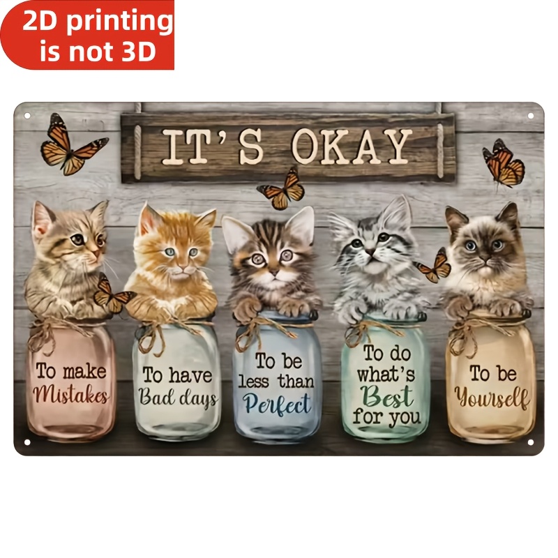TEMU A Unique Aluminum Art Piece Featuring A Cat And Vibrant Bottles Set Against A Backdrop, Suitable For Use Office, Bathroom, Or Living Room, Easy
